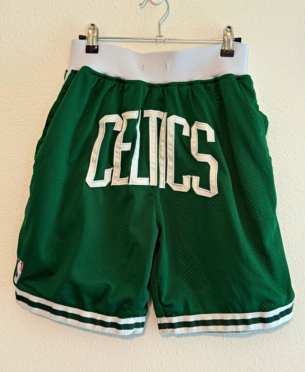 Vintage 90's Men's Just Don Boston Celtics Basketball Shorts Size L Green/White